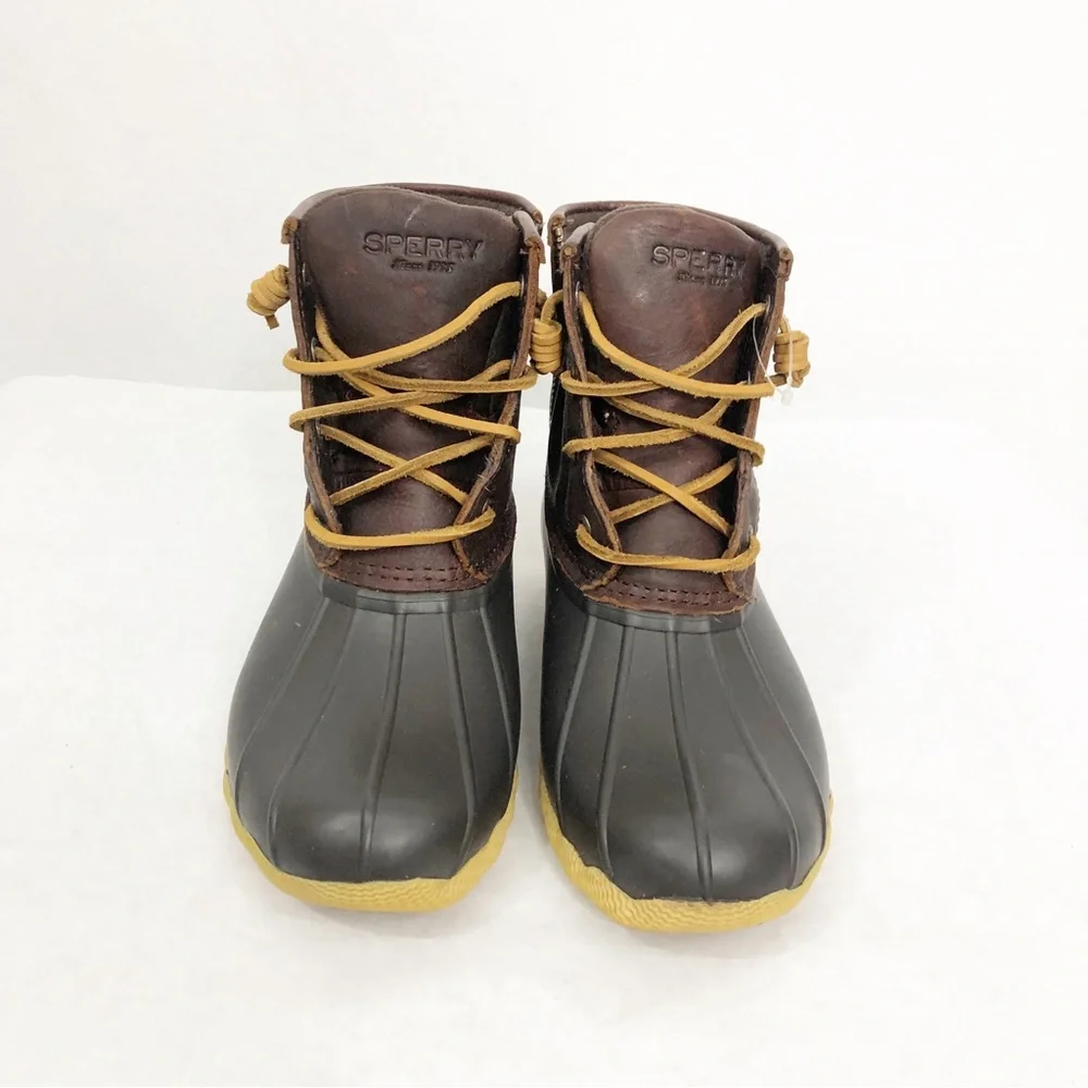 Sperry Saltwater Duck Thinsulate Leather Boots, Size 6 Womans, Brown